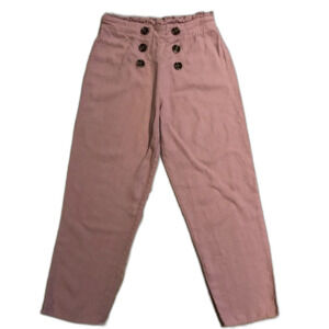 Heart & Hips Maroon Lilac Pink Cropped Pants with Button Detail Size Small